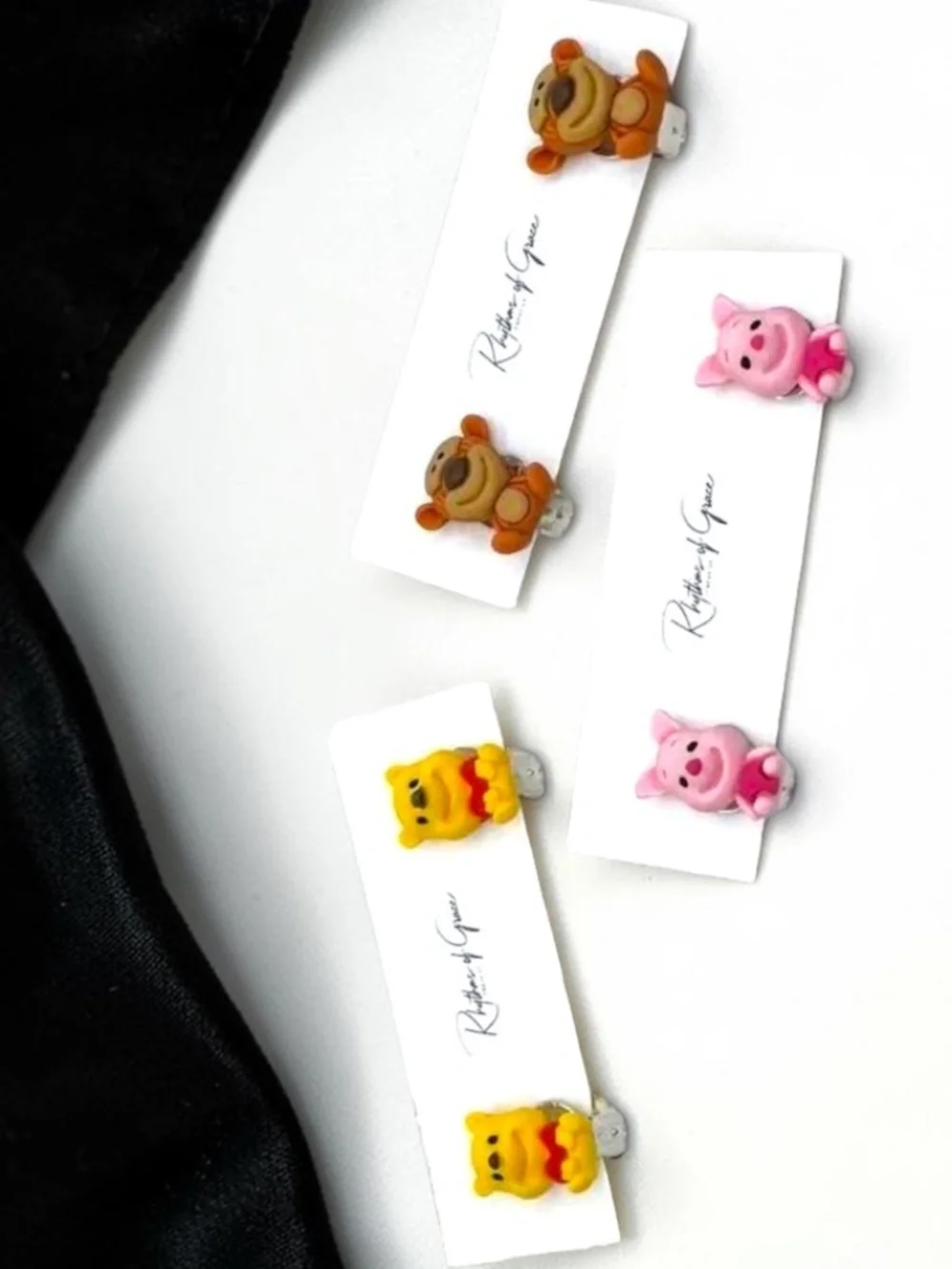 Winnie Pooh Piglet Tigger Clip-On Earring Set